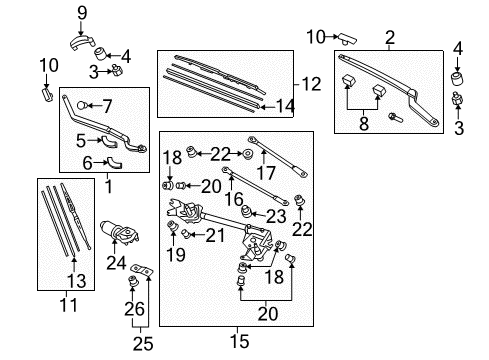 2006 Acura RL Wiper & Washer Components Arm, Windshield Wiper (Driver Side) Diagram for 76600-SJA-A01