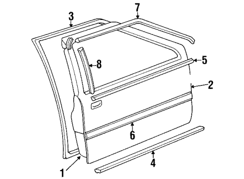 1994 Hyundai Excel Front Door MOULDING Assembly-Front Door Frame Upper, L Diagram for 82850-24020