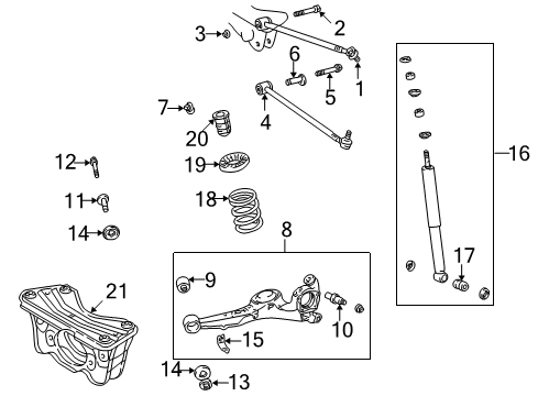 Diagram for 2000 Toyota RAV4 Rear Suspension Components, Lower Control Arm, Upper Control Arm 