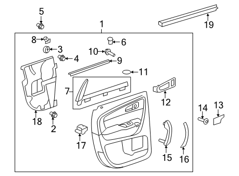 2007 GMC Acadia Interior Trim - Rear Door Bracket-Rear Side Door Trim Diagram for 25885258