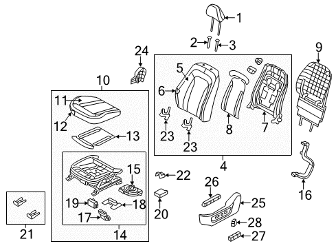 2014 Kia Optima Power Seats Heater-Front Seat Back Diagram for 883952TAC0