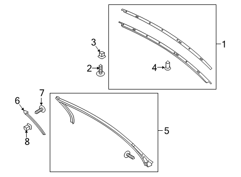 2021 Ford Mustang Exterior Trim - Roof Upper Weatherstrip Diagram for FR3Z-6321596-B