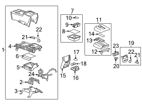 2010 Chevrolet Silverado 1500 Center Console Compartment Asm-Front Floor *Titanium Diagram for 20779694