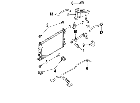 2001 Mercury Cougar Radiator & Components Overflow Hose Diagram for F8RZ8075CA