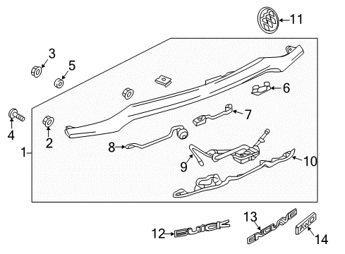 2019 Buick Enclave Exterior Trim - Lift Gate Applique Diagram for 84471254