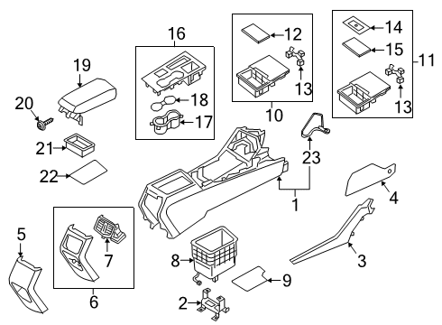 2018 Kia Optima Center Console Front Console Cup Holder Assembly Diagram for 84625D5000