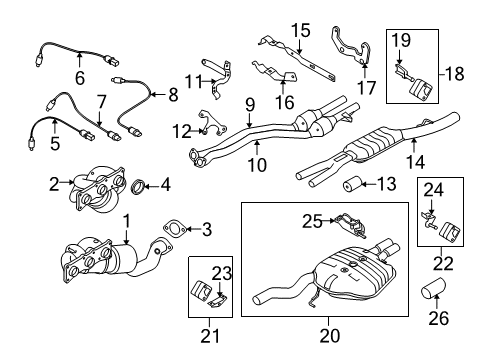 2010 BMW 528i xDrive Exhaust Components Catalytic Converter Diagram for 18307541850