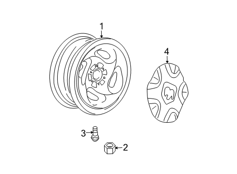 2006 Dodge Durango Wheels, Covers & Trim Wheel Center Cap Diagram for 5JF62PAKAB