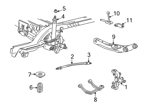 2005 Ford Taurus Rear Suspension Components, Stabilizer Bar Strut Diagram for YF1Z-18125-C