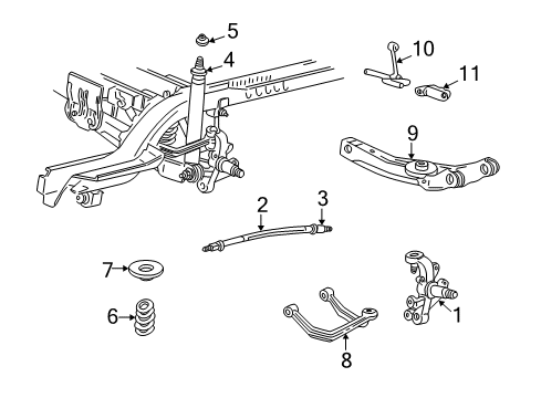 2005 Ford Taurus Rear Suspension Components, Stabilizer Bar Upper Control Arm Diagram for F6DZ-5500-DB