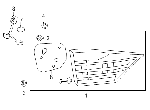 2015 Lexus ES350 Bulbs Socket & Wire, Rear Lamp Diagram for 81585-33240