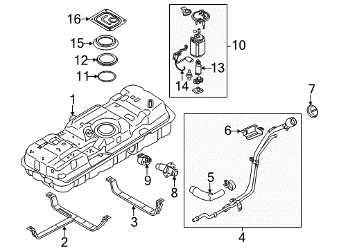 2014 Kia Sedona Fuel System Components Fuel Pump & Sender Module Assembly Diagram for 311104D700