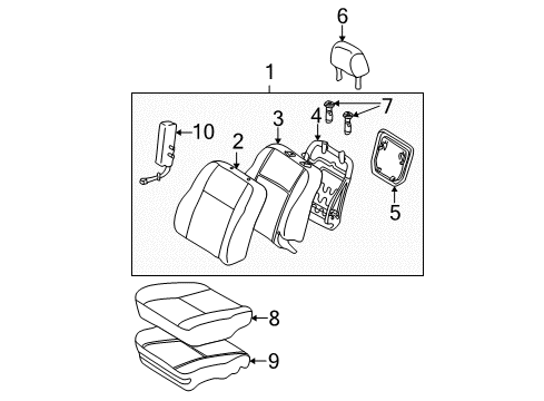 2003 Pontiac Vibe Front Seat Components Pad, Driver Seat Cushion Diagram for 88972580