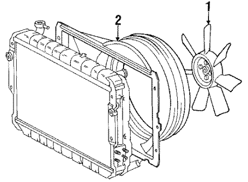 1984 Toyota Land Cruiser Cooling System, Radiator, Water Pump, Cooling Fan Shroud Diagram for 16711-61151