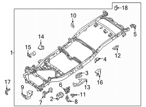 2020 Nissan Frontier Frame & Components BRACKET-REAR BODY MOUNTING, 1ST Diagram for 95212-9BT0A