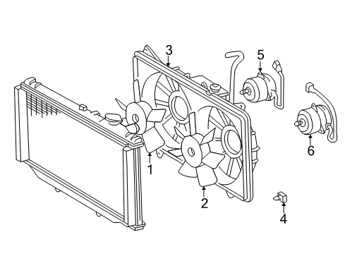 2004 Lexus IS300 Cooling System, Radiator, Water Pump, Cooling Fan Shroud, Fan Diagram for 16711-46350