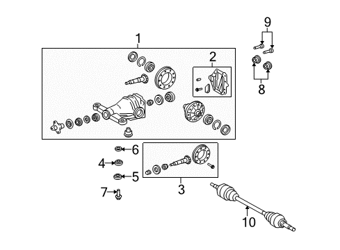 2008 Lexus LS460 Axle & Differential - Rear Final Gear Kit, Differential Diagram for 41201-59185