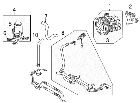 2008 Toyota Tundra P/S Pump & Hoses, Steering Gear & Linkage Reservoir Assembly Diagram for 44360-0C050