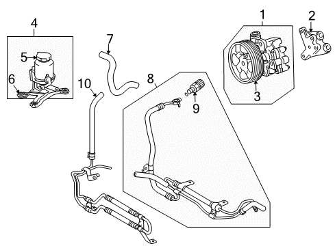 2008 Toyota Tundra P/S Pump & Hoses, Steering Gear & Linkage Power Steering Pump Diagram for 44310-0C070