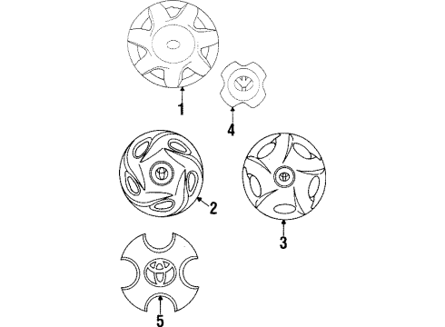 1997 Toyota Tercel Wheel Covers & Trim Wheel Cover Diagram for 42602-16100