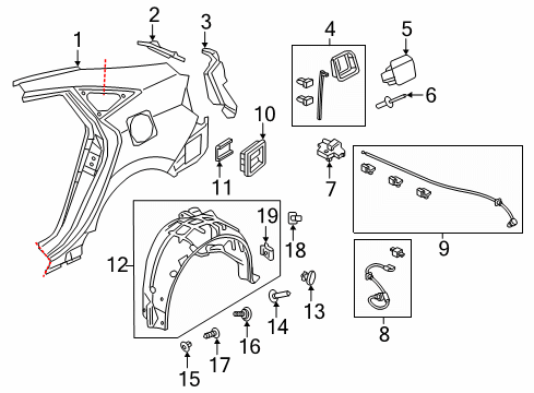 2019 Honda Insight Fuel Door CABLE, F/LID OPEN Diagram for 74411-TXM-A02