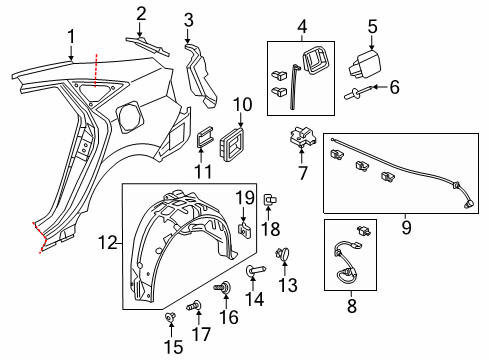 2019 Honda Insight Fuel Door ADPT L, RR. COMBI Diagram for 63722-TXM-A00ZZ