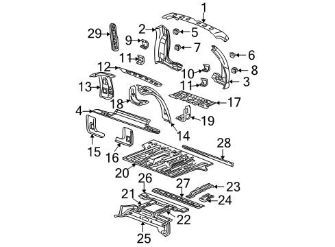 2000 GMC Yukon Rear Body & Floor Hinge Kit, Rear Door Lower (Body Side) Diagram for 12477827