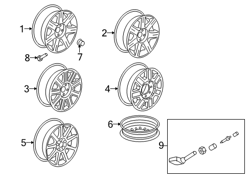2007 Cadillac DTS Wheels Wheel, Alloy Diagram for 19259409