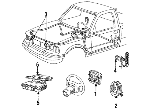 1994 Ford Bronco Air Bag Components Sensor Diagram for F4TZ14B007F