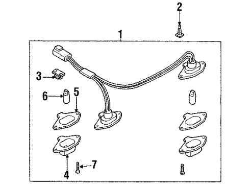 1995 Nissan Maxima Bulbs Lamp Assembly-Licence Diagram for 26510-70T00