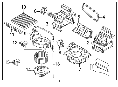 2013 Kia Sportage Blower Motor & Fan Case-Blower, Upper Diagram for 97114-2S000