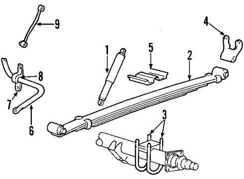 2008 Ford E-250 Rear Suspension Components, Stabilizer Bar Leaf Spring Diagram for 8C2Z-5560-S