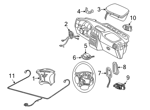 1998 Pontiac Trans Sport Air Bag Components Bracket Asm-Inflator Restraint Control Module Diagram for 10260033