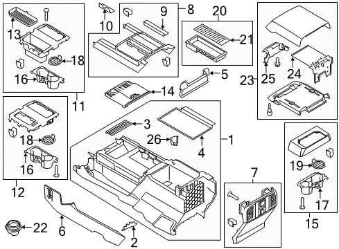 2018 Ford F-150 Front Console Insert Diagram for FL3Z-15043C36-AA