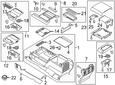 2016 Ford F-150 Front Console Floor Console Diagram for GL3Z-15045A36-BC