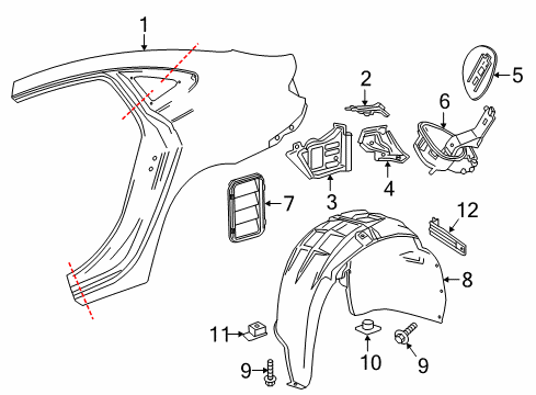 2017 Buick LaCrosse Quarter Panel & Components Filler Pocket Diagram for 26220539