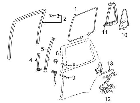 2000 Honda CR-V Rear Door Channel, Right Rear Door Run Diagram for 72735-S10-003