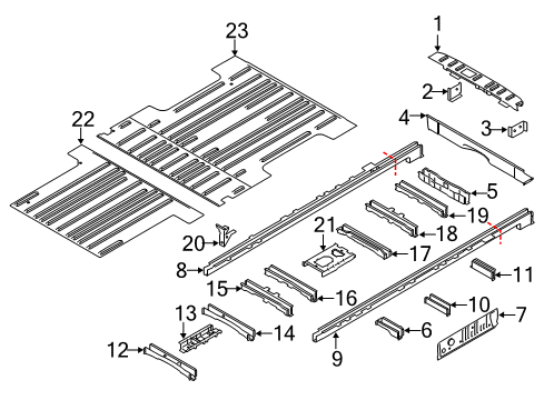 2017 Ford Transit-150 Rear Floor & Rails Floor Crossmember Diagram for JK2Z-61101C12-A