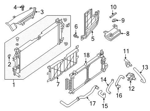 2018 Nissan Leaf Radiator & Components Radiator Assy Diagram for 21410-5SA0A