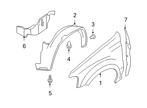 2009 Ford Escape Fender & Components Splash Shield Diagram for 8L8Z-16102-A