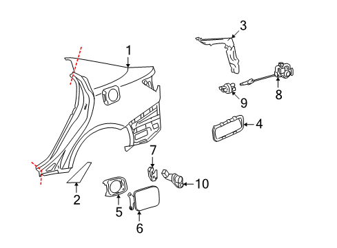 2013 Lexus IS250 Fuel Door Protector, Quarter Panel Diagram for 58741-53020