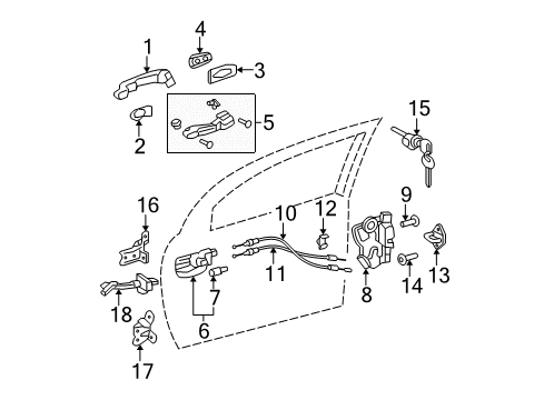 2008 Toyota Matrix Front Door - Lock & Hardware Cylinder & Keys Diagram for 69051-01030