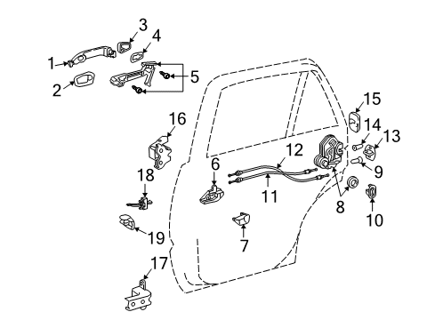 2008 Lexus GX470 Rear Door Hinge Assembly, Rear Door Diagram for 68770-0E020