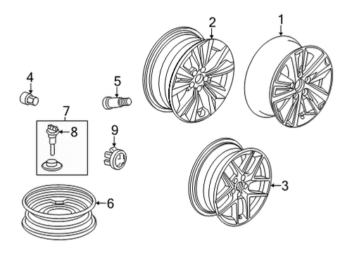 2022 Honda Civic Wheels, Covers & Trim W-DISK (18X8J) Diagram for 42700-T20-A72