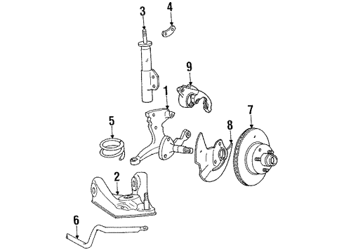 1984 Lincoln Mark VII Front Brakes Spring Diagram for 3U2Z-5310-BA