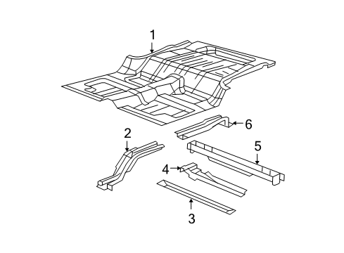 2016 Jeep Wrangler Rear Floor & Rails Pan-Rear Floor Diagram for 68263396AA