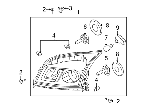 2009 Mercury Sable Headlamps Composite Headlamp Diagram for 8T5Z-13008-C