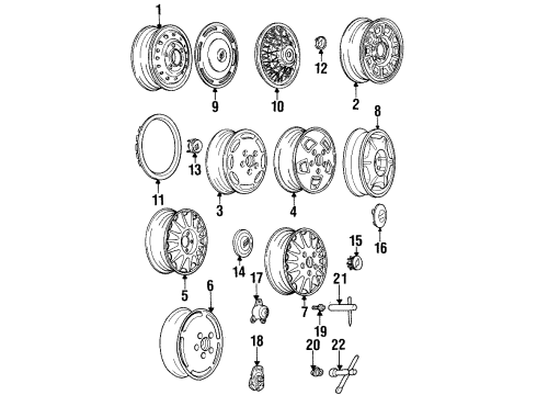 1991 Buick Regal Wheels Wheel Rim Kit, Aluminum Diagram for 12505840