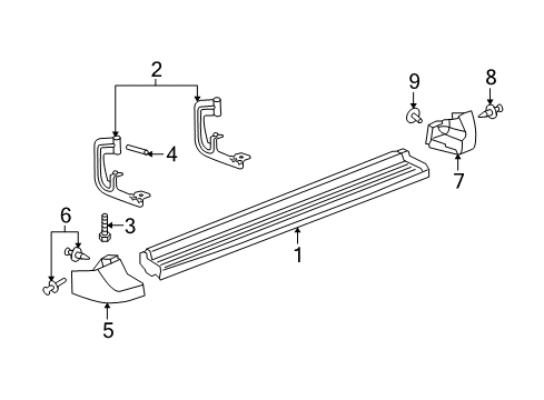 2006 Cadillac Escalade EXT Exterior Trim - Pillars, Rocker & Floor Running Board Stud Diagram for 3540325
