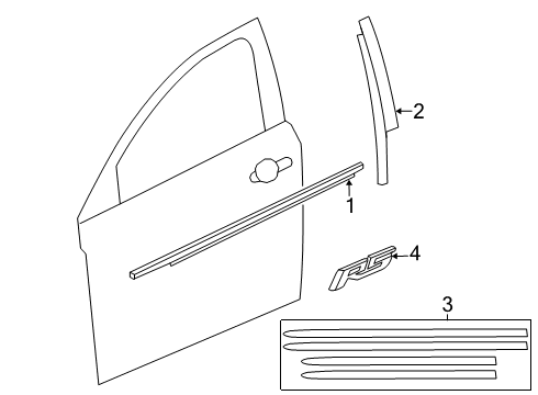 2014 Chevrolet Cruze Exterior Trim - Front Door Applique Diagram for 95090575